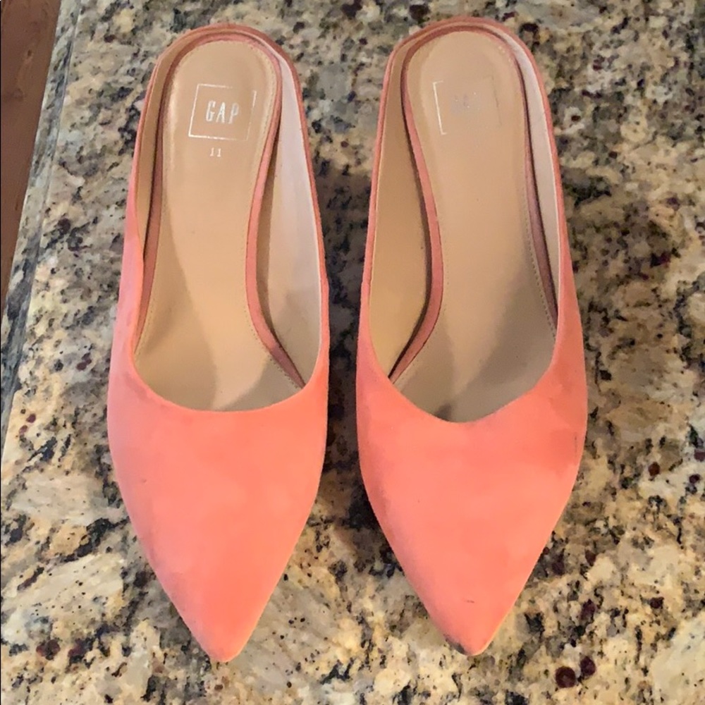 Salmon colored mules